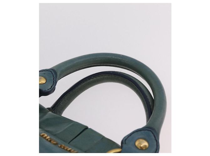 Borsa a Mano Miu Miu Matelassé Vitellolux 2way Verde Oro Auth 202508V D'oro - vista 14