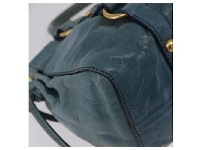 Borsa a Mano Miu Miu Matelassé Vitellolux 2way Verde Oro Auth 202508V D'oro - vista 16