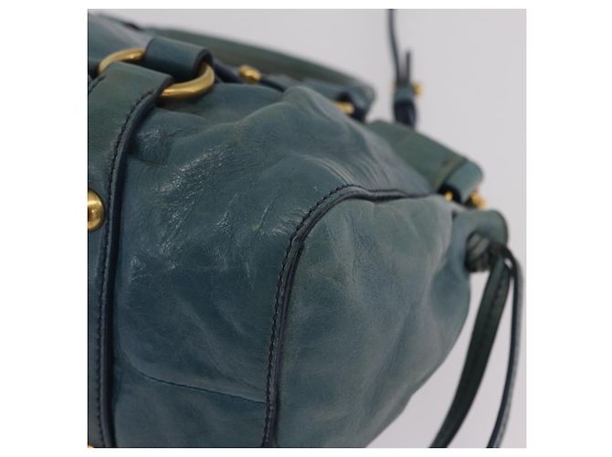Borsa a Mano Miu Miu Matelassé Vitellolux 2way Verde Oro Auth 202508V D'oro - vista 17