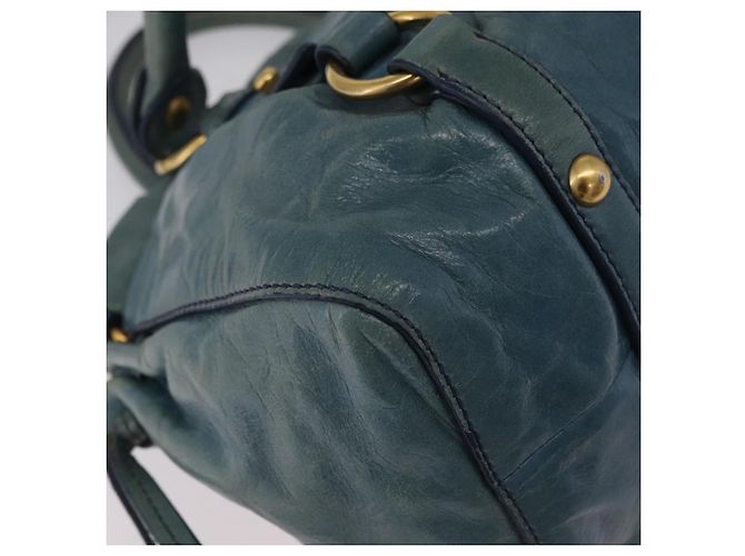 Borsa a Mano Miu Miu Matelassé Vitellolux 2way Verde Oro Auth 202508V D'oro - vista 18