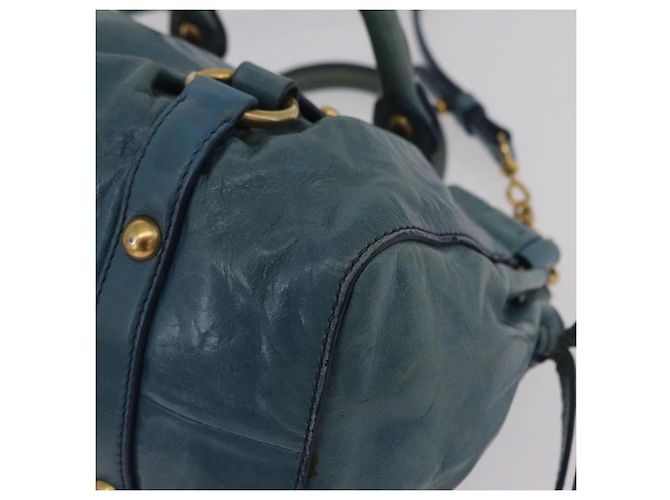 Borsa a Mano Miu Miu Matelassé Vitellolux 2way Verde Oro Auth 202508V D'oro - vista 19