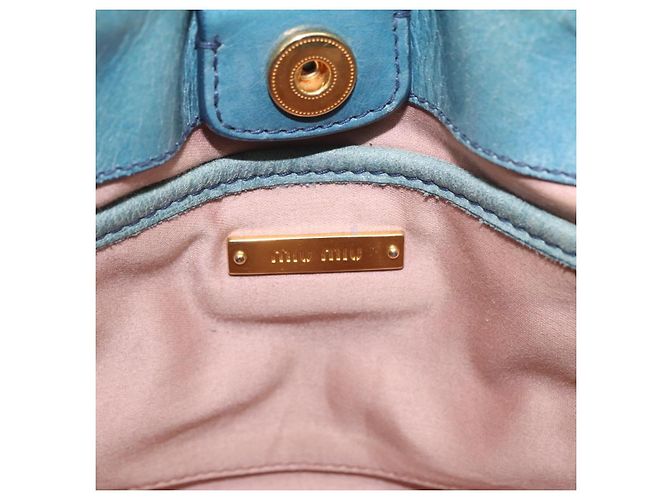 Borsa a Mano Miu Miu Matelassé Vitellolux 2way Verde Oro Auth 202508V D'oro - vista 22