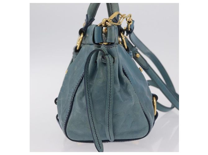 Borsa a Mano Miu Miu Matelassé Vitellolux 2way Verde Oro Auth 202508V D'oro - vista 4