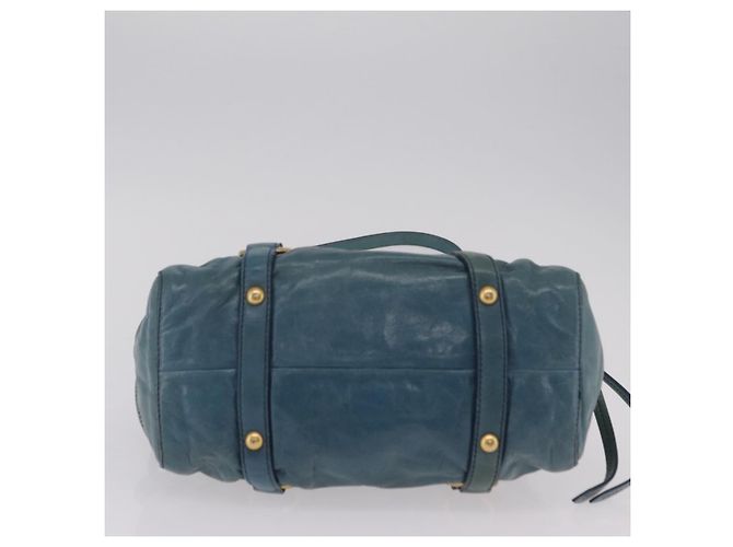 Borsa a Mano Miu Miu Matelassé Vitellolux 2way Verde Oro Auth 202508V D'oro - vista 5