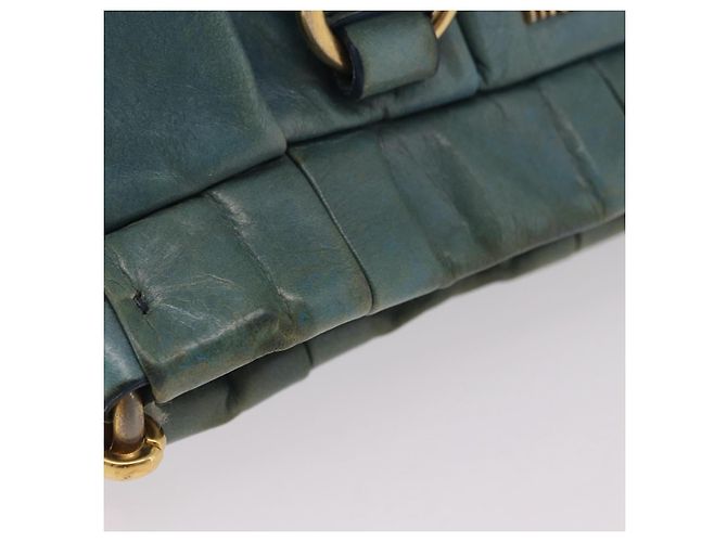 Borsa a Mano Miu Miu Matelassé Vitellolux 2way Verde Oro Auth 202508V D'oro - vista 7