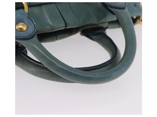 Borsa a Mano Miu Miu Matelassé Vitellolux 2way Verde Oro Auth 202508V D'oro - vista 8