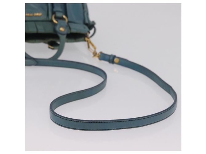 Borsa a Mano Miu Miu Matelassé Vitellolux 2way Verde Oro Auth 202508V D'oro - vista 9