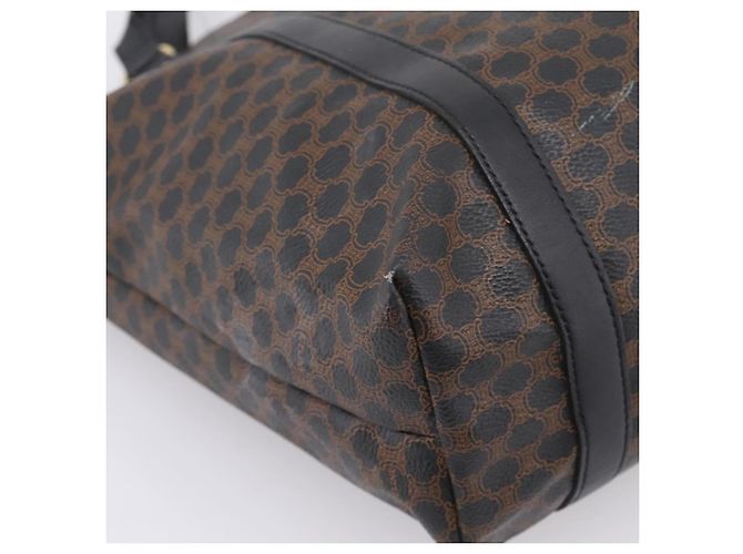 Céline Borsa Tote CELINE Macadam Canvas PVC Pelle Nero Oro Auth 206804 D'oro - vista 11