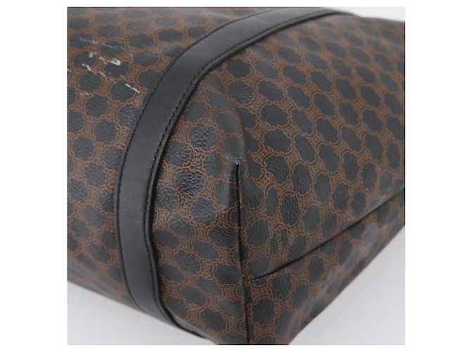 Céline Borsa Tote CELINE Macadam Canvas PVC Pelle Nero Oro Auth 206804 D'oro - vista 12