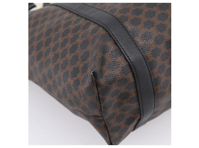 Céline Borsa Tote CELINE Macadam Canvas PVC Pelle Nero Oro Auth 206804 D'oro - vista 13
