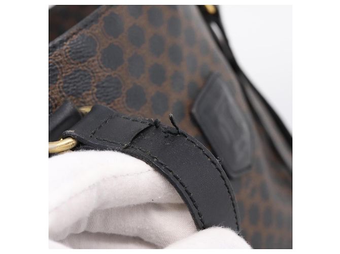 Céline Borsa Tote CELINE Macadam Canvas PVC Pelle Nero Oro Auth 206804 D'oro - vista 15