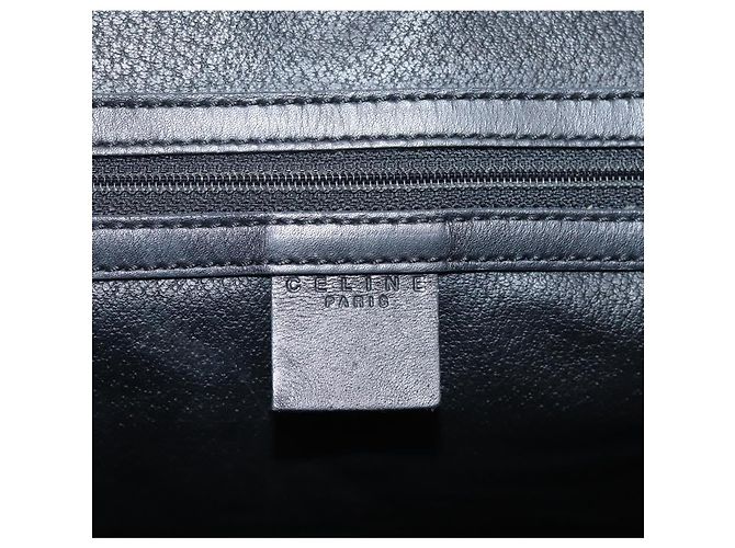 Céline Borsa Tote CELINE Macadam Canvas PVC Pelle Nero Oro Auth 206804 D'oro - vista 17
