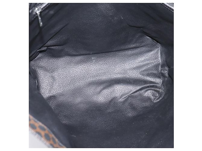 Céline Borsa Tote CELINE Macadam Canvas PVC Pelle Nero Oro Auth 206804 D'oro - vista 18