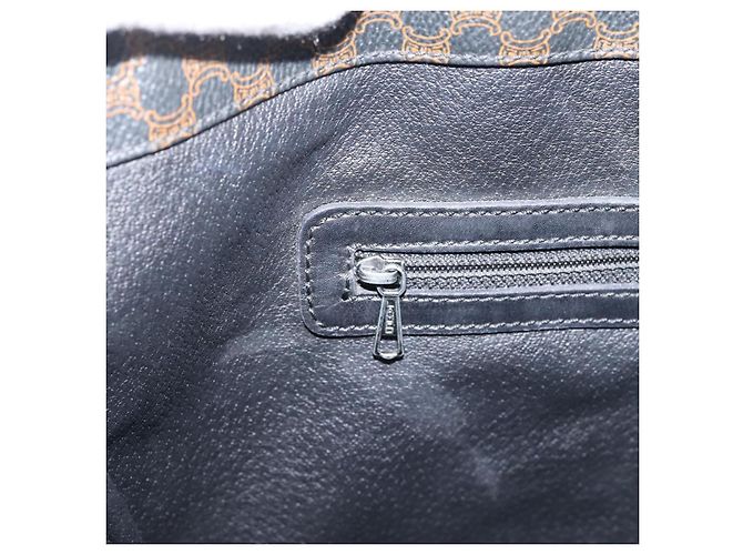 Céline Borsa Tote CELINE Macadam Canvas PVC Pelle Nero Oro Auth 206804 D'oro - vista 21