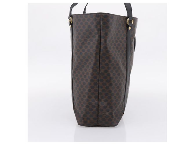 Céline Borsa Tote CELINE Macadam Canvas PVC Pelle Nero Oro Auth 206804 D'oro - vista 4