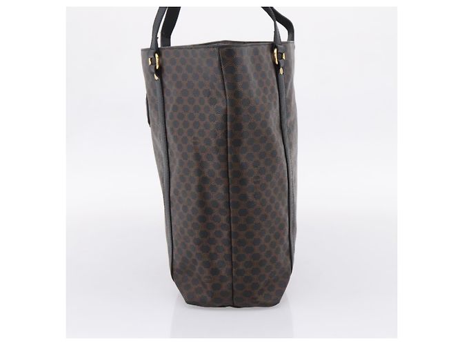 Céline Borsa Tote CELINE Macadam Canvas PVC Pelle Nero Oro Auth 206804 D'oro - vista 5