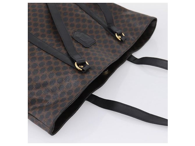 Céline Borsa Tote CELINE Macadam Canvas PVC Pelle Nero Oro Auth 206804 D'oro - vista 6