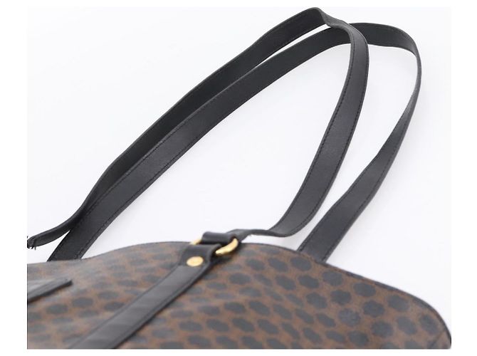Céline Borsa Tote CELINE Macadam Canvas PVC Pelle Nero Oro Auth 206804 D'oro - vista 8