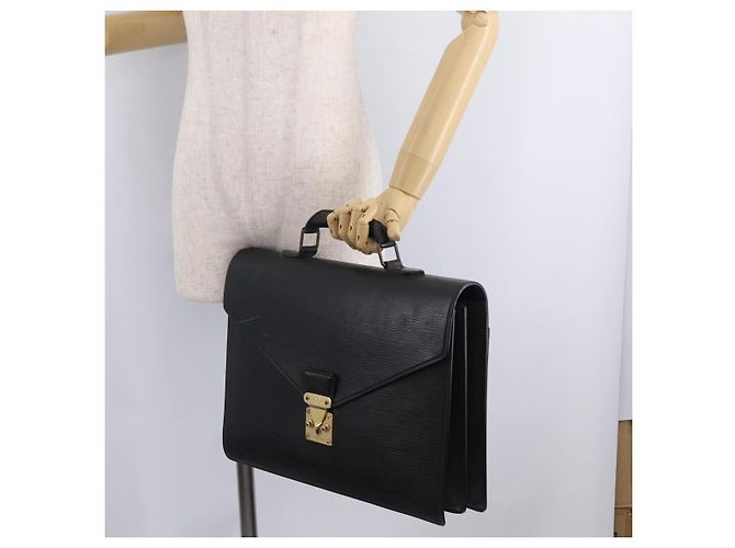 LOUIS VUITTON Epi Serviette Conseiller Briefcase Black M54422 LV Auth BA16182 Nero - vista 32