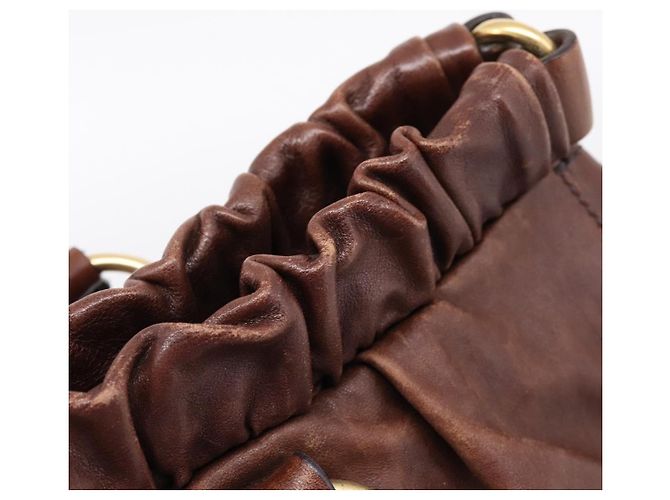 Miu Miu Handtasche Leder 2way Braun Gold Authentisch BA15765V Golden - Ansicht 10