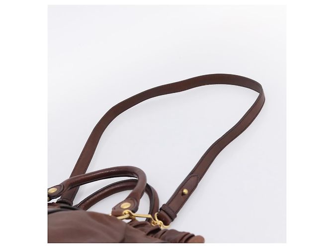Miu Miu Handtasche Leder 2way Braun Gold Authentisch BA15765V Golden - Ansicht 15