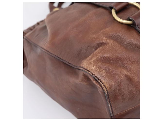 Miu Miu Handtasche Leder 2way Braun Gold Authentisch BA15765V Golden - Ansicht 18
