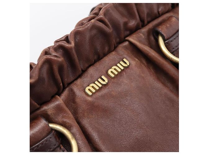 Miu Miu Handtasche Leder 2way Braun Gold Authentisch BA15765V Golden - Ansicht 19