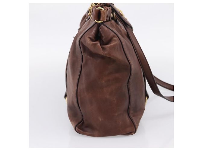 Miu Miu Handtasche Leder 2way Braun Gold Authentisch BA15765V Golden - Ansicht 3