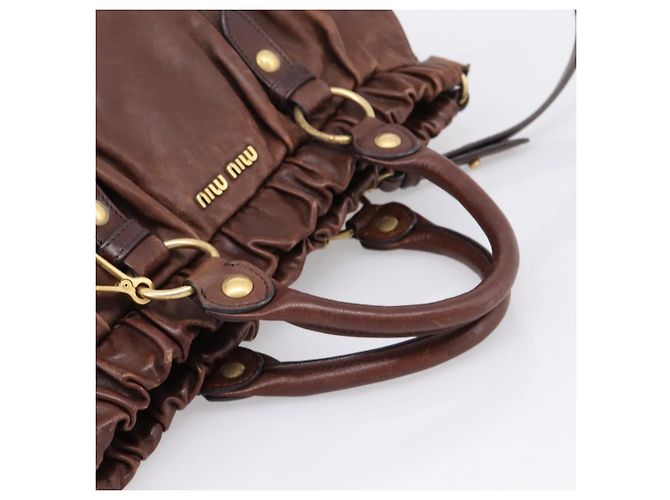 Miu Miu Handtasche Leder 2way Braun Gold Authentisch BA15765V Golden - Ansicht 7