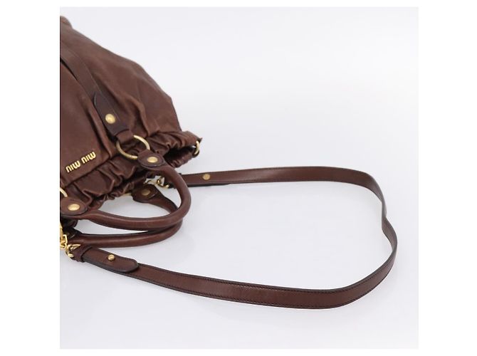 Miu Miu Handtasche Leder 2way Braun Gold Authentisch BA15765V Golden - Ansicht 8