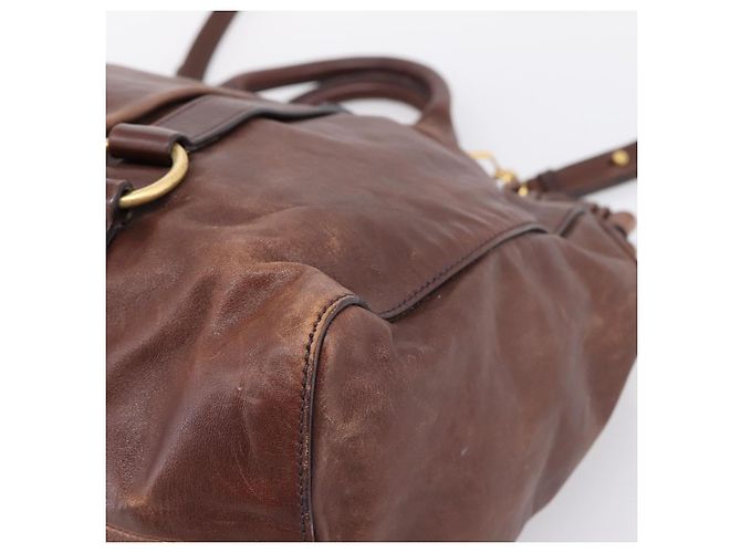 Miu Miu Handtasche Leder 2way Braun Gold Authentisch BA15765V Golden - Ansicht 9