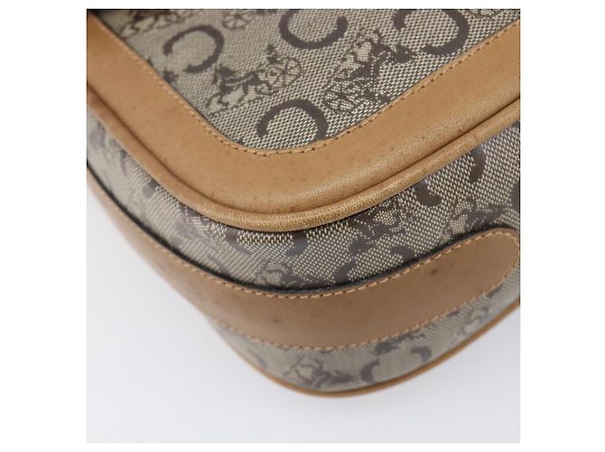 Céline Borsa a tracolla CELINE C Sulky Horse Carriage Coated Canvas Beige Gold Auth 206924 D'oro - vista 12