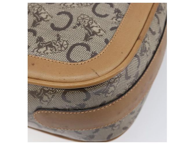 Céline Borsa a tracolla CELINE C Sulky Horse Carriage Coated Canvas Beige Gold Auth 206924 D'oro - vista 13