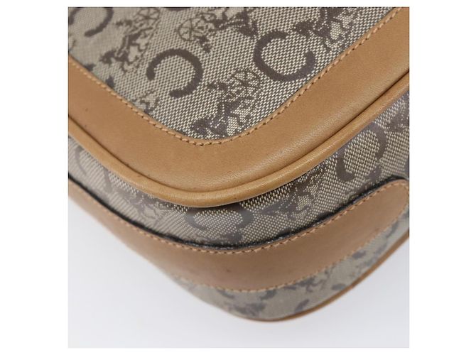 Céline Borsa a tracolla CELINE C Sulky Horse Carriage Coated Canvas Beige Gold Auth 206924 D'oro - vista 14