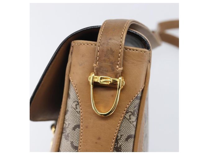 Céline Borsa a tracolla CELINE C Sulky Horse Carriage Coated Canvas Beige Gold Auth 206924 D'oro - vista 15