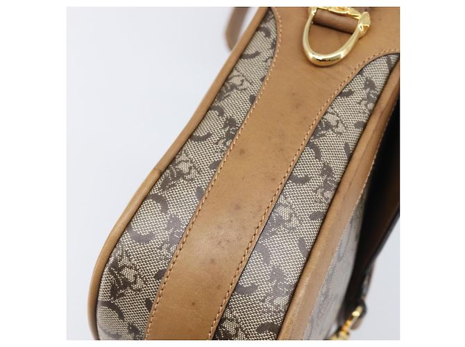 Céline Borsa a tracolla CELINE C Sulky Horse Carriage Coated Canvas Beige Gold Auth 206924 D'oro - vista 16
