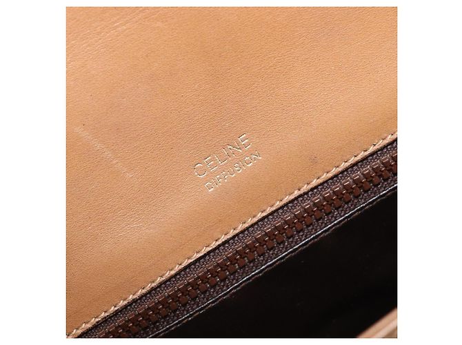 Céline Borsa a tracolla CELINE C Sulky Horse Carriage Coated Canvas Beige Gold Auth 206924 D'oro - vista 19