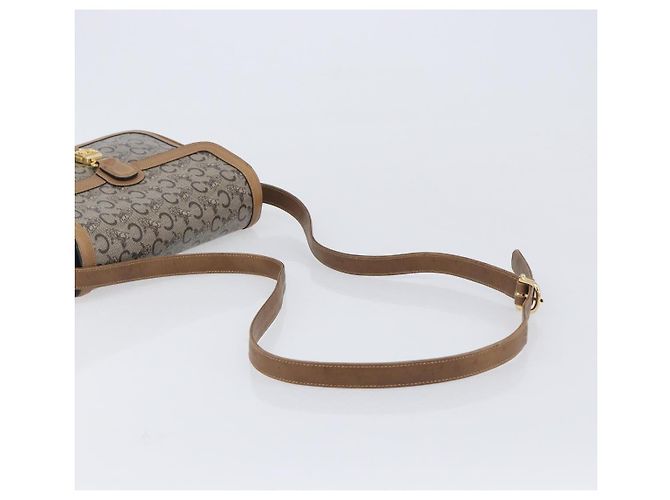Céline Borsa a tracolla CELINE C Sulky Horse Carriage Coated Canvas Beige Gold Auth 206924 D'oro - vista 7