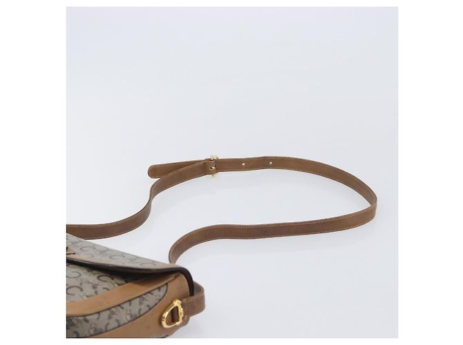 Céline Borsa a tracolla CELINE C Sulky Horse Carriage Coated Canvas Beige Gold Auth 206924 D'oro - vista 8