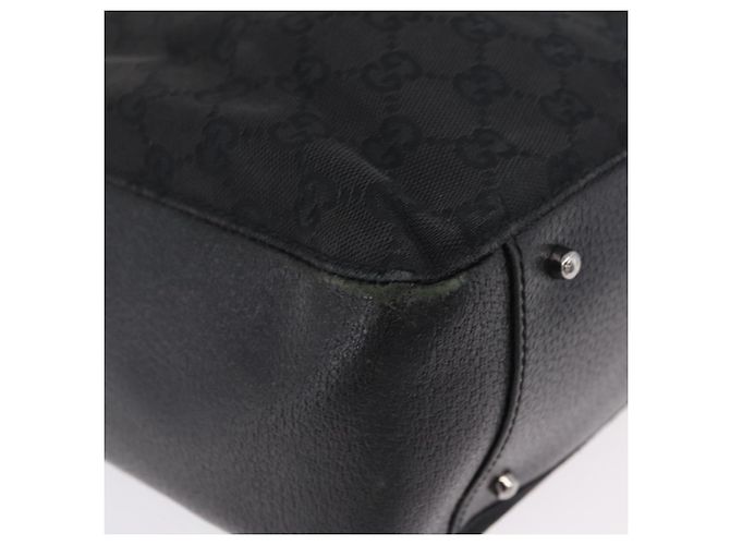 Borsa Tote GUCCI GG Canvas Nero Argento 115015 Auth ka6491 - vista 10