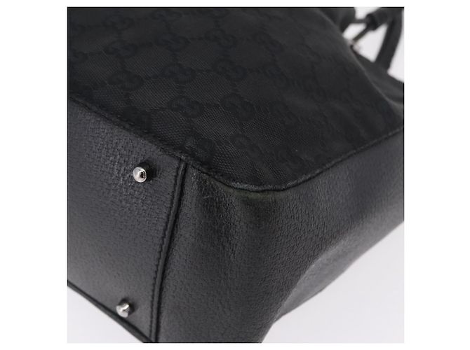 Borsa Tote GUCCI GG Canvas Nero Argento 115015 Auth ka6491 - vista 11