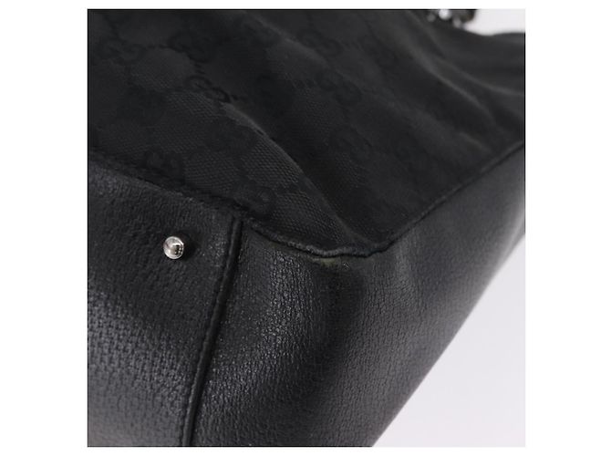 Borsa Tote GUCCI GG Canvas Nero Argento 115015 Auth ka6491 - vista 13