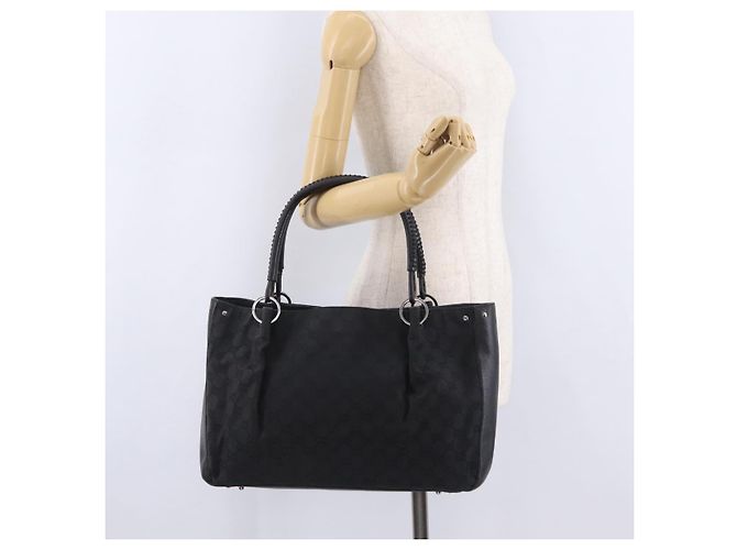 Borsa Tote GUCCI GG Canvas Nero Argento 115015 Auth ka6491 - vista 25