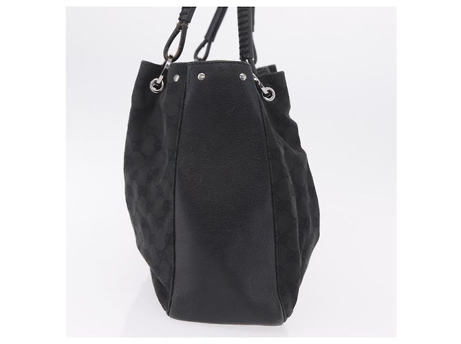 Borsa Tote GUCCI GG Canvas Nero Argento 115015 Auth ka6491 - vista 5