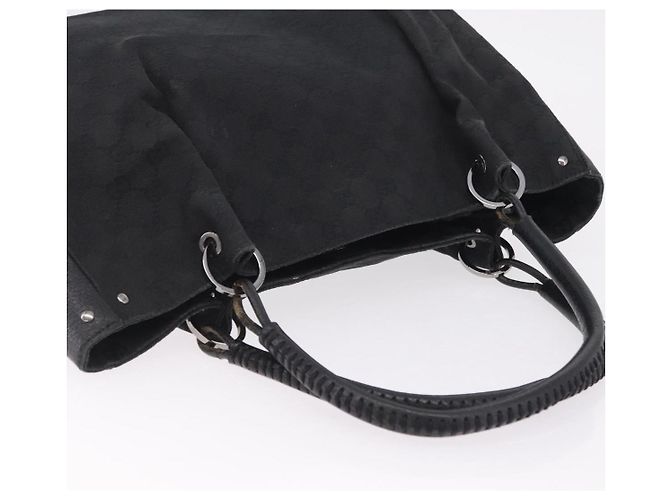 Borsa Tote GUCCI GG Canvas Nero Argento 115015 Auth ka6491 - vista 6