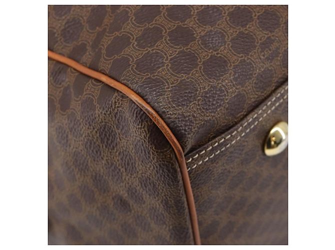 Céline Sac Boston CELINE Macadam PVC Marron Doré Auth gh2383A - vue 12