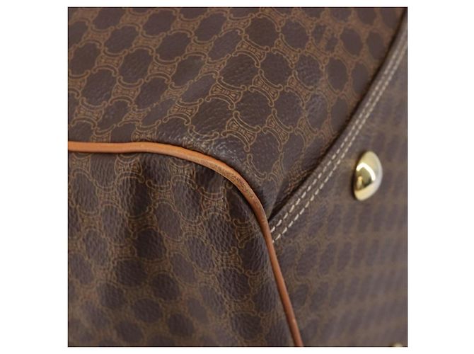 Céline Sac Boston CELINE Macadam PVC Marron Doré Auth gh2383A - vue 14