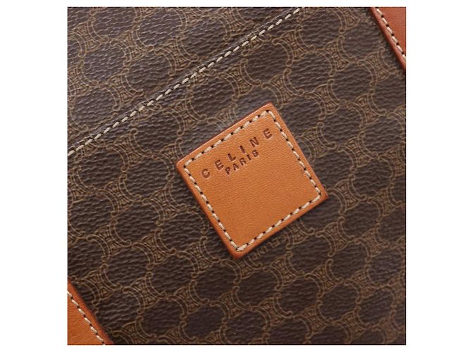 Céline Sac Boston CELINE Macadam PVC Marron Doré Auth gh2383A - vue 16