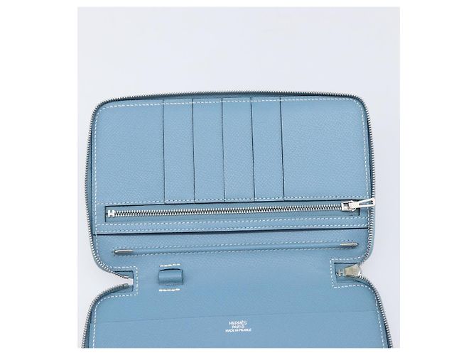 Hermès HERMES Agenda Vision 2 Day Planner Cover Leather Light Blue Silver Auth BA16011V Plata Azul claro - vista 15
