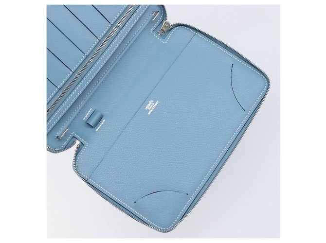 Hermès HERMES Agenda Vision 2 Day Planner Cover Leather Light Blue Silver Auth BA16011V Plata Azul claro - vista 16